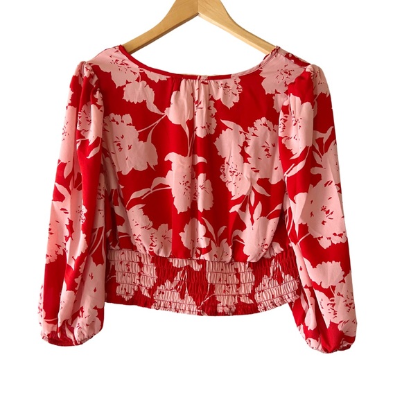 Sienna Sky Red & Pink V-Neck Crop Shirt - Picture 2 of 7